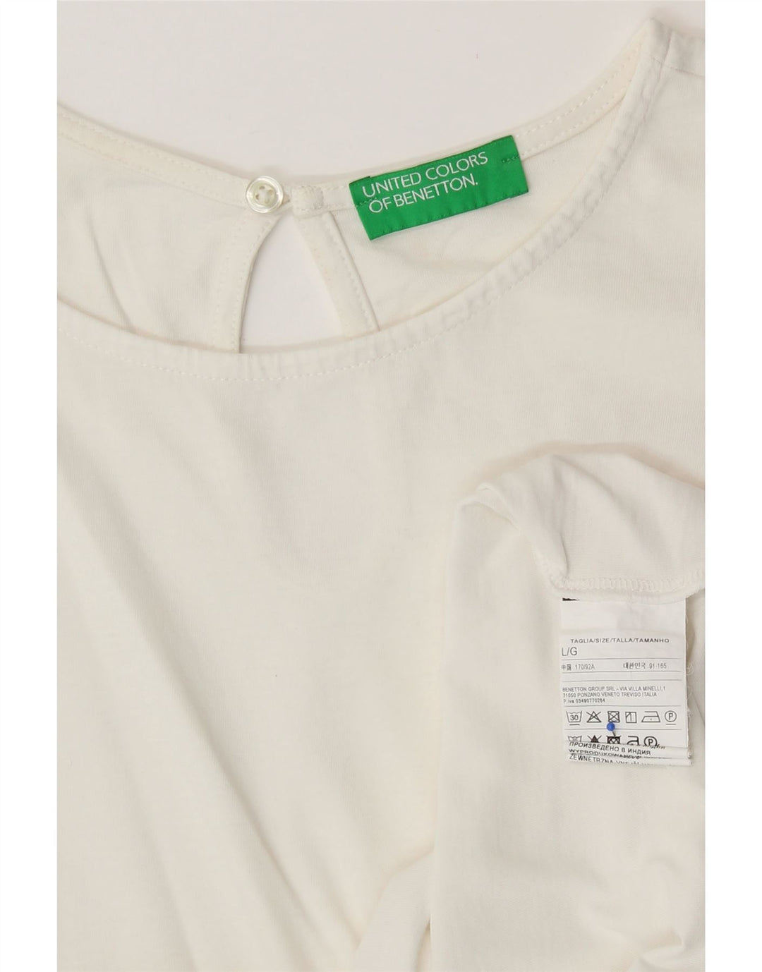 Blusa feminina BENETTON UK 16 grande algodão branco