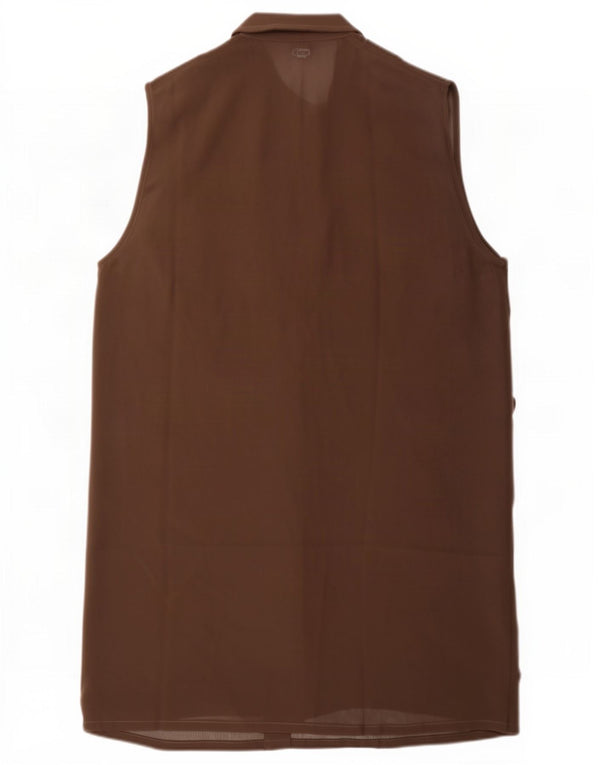 Blusa feminina sem mangas transparente Colmar Reino Unido 16 grande marrom