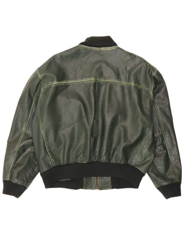 Jaqueta masculina de couro bomber Conbipel Reino Unido 40 couro verde grande