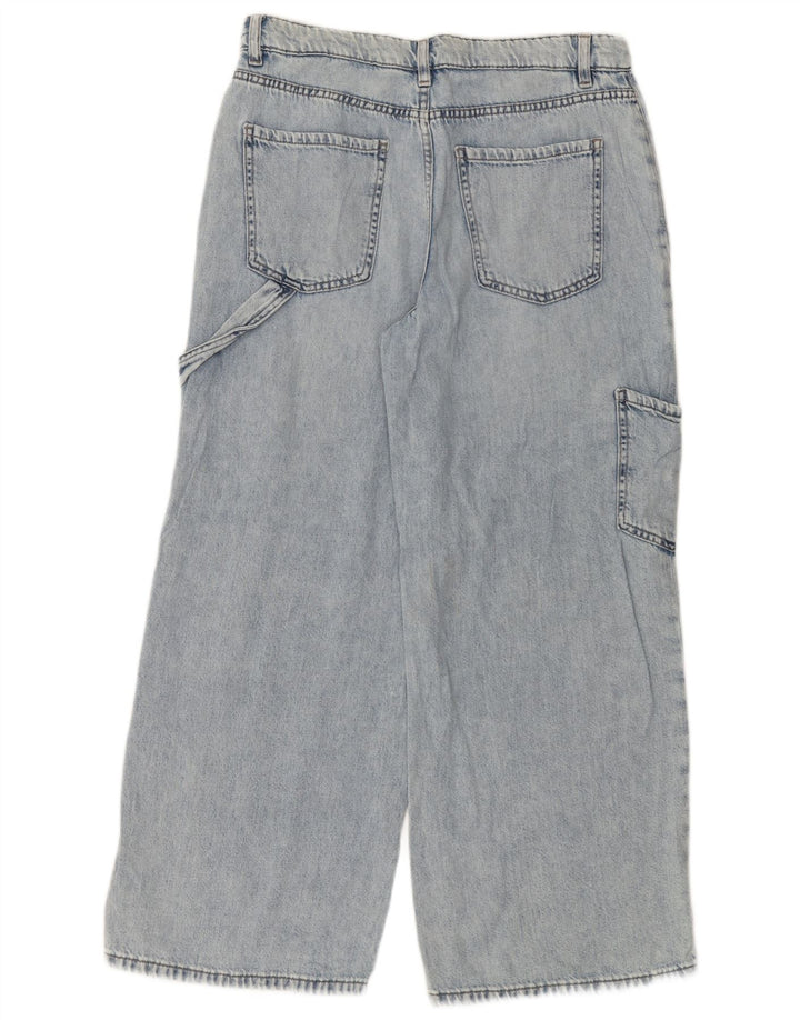 Calça jeans feminina Marks & Spencer Cargo Wide Leg UK 12 Médio W32 L28 Azul