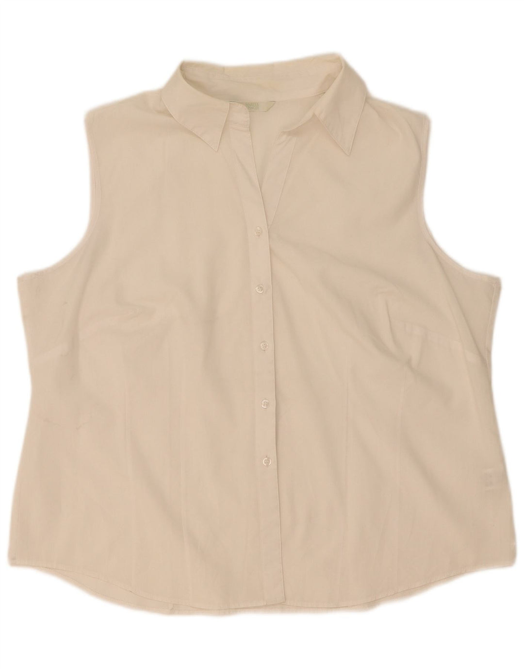 Camisa feminina sem mangas Marks & Spencer UK 20 2XL poliéster branco