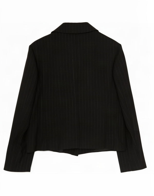 Jaqueta blazer feminina de 1 botão Marks & Spencer Reino Unido 12 listrada preta média