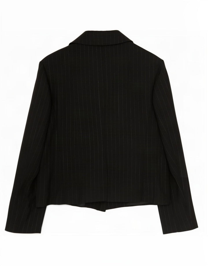 Jaqueta blazer feminina de 1 botão Marks & Spencer Reino Unido 12 listrada preta média