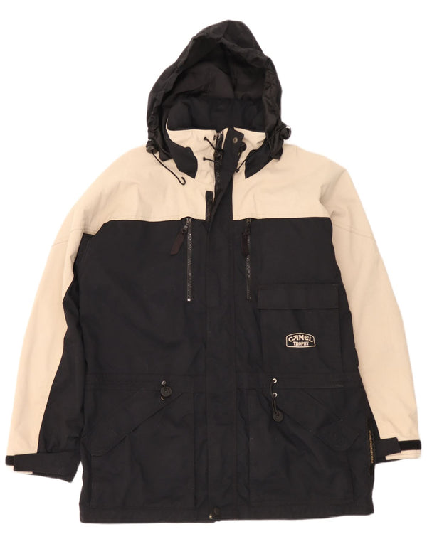 Jaqueta corta-vento masculina Camel Active com capuz UK 38 bloco colorido preto médio
