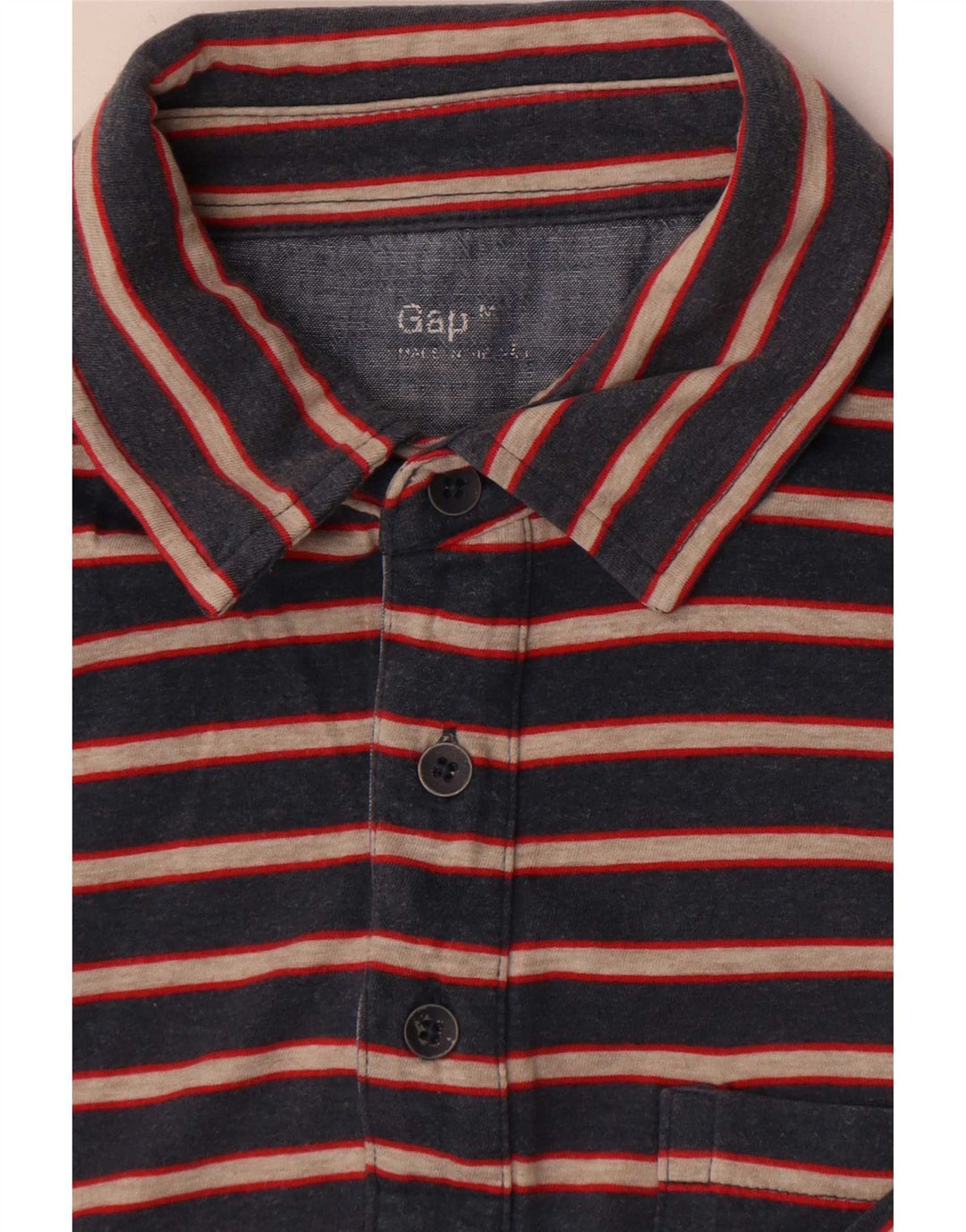 Camisa polo masculina Gap média listrada azul marinho