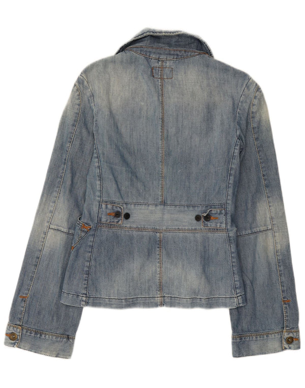 Jaqueta blazer jeans feminina Lee com 3 botões Reino Unido 10 algodão azul pequeno