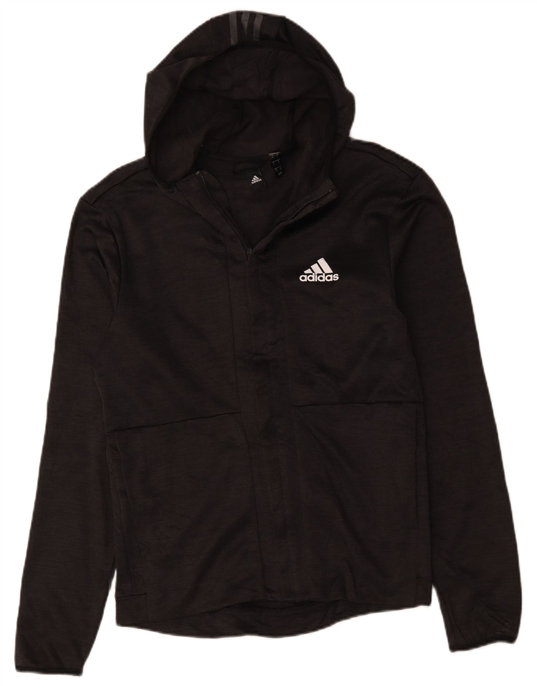 Adidas Mens Hooded Tracksuit Top Jacket Pequeno Poliéster Cinza