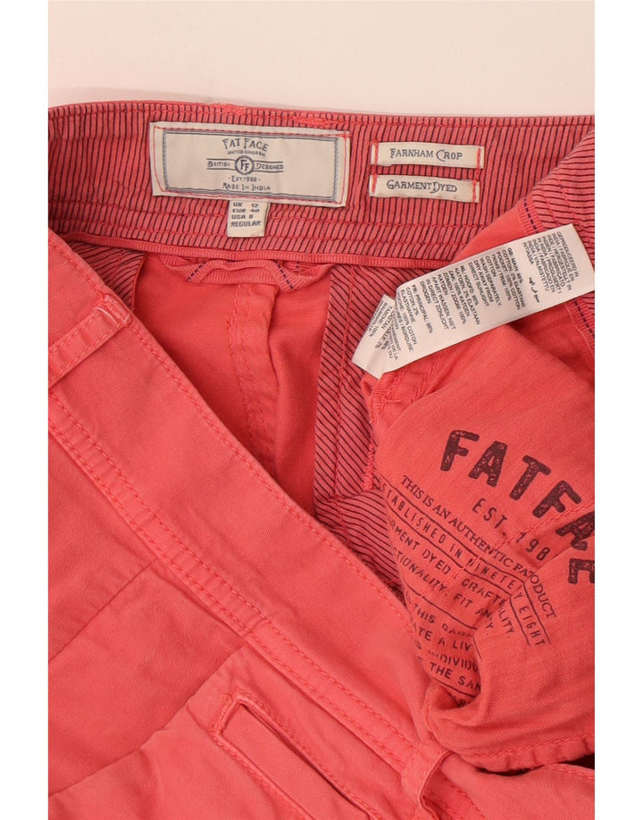Calças cortadas tingidas para vestuário feminino Fat Face UK 12 médio W32 L19 rosa