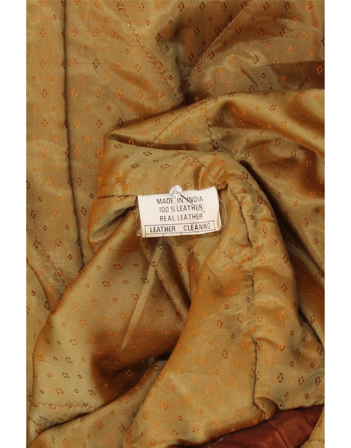 Jaqueta de couro masculina vintage UK 40 grande marrom