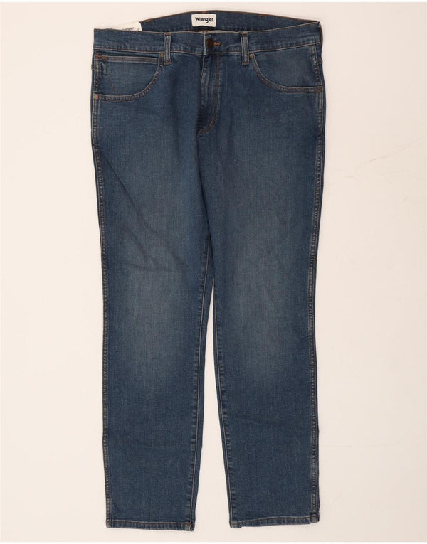 Wrangler Mens Larston Slim Tapered Jeans W36 L32 Azul Algodão
