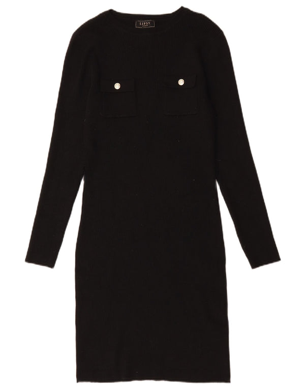 Vestido jumper feminino Lipsy de manga comprida UK 10 pequeno preto
