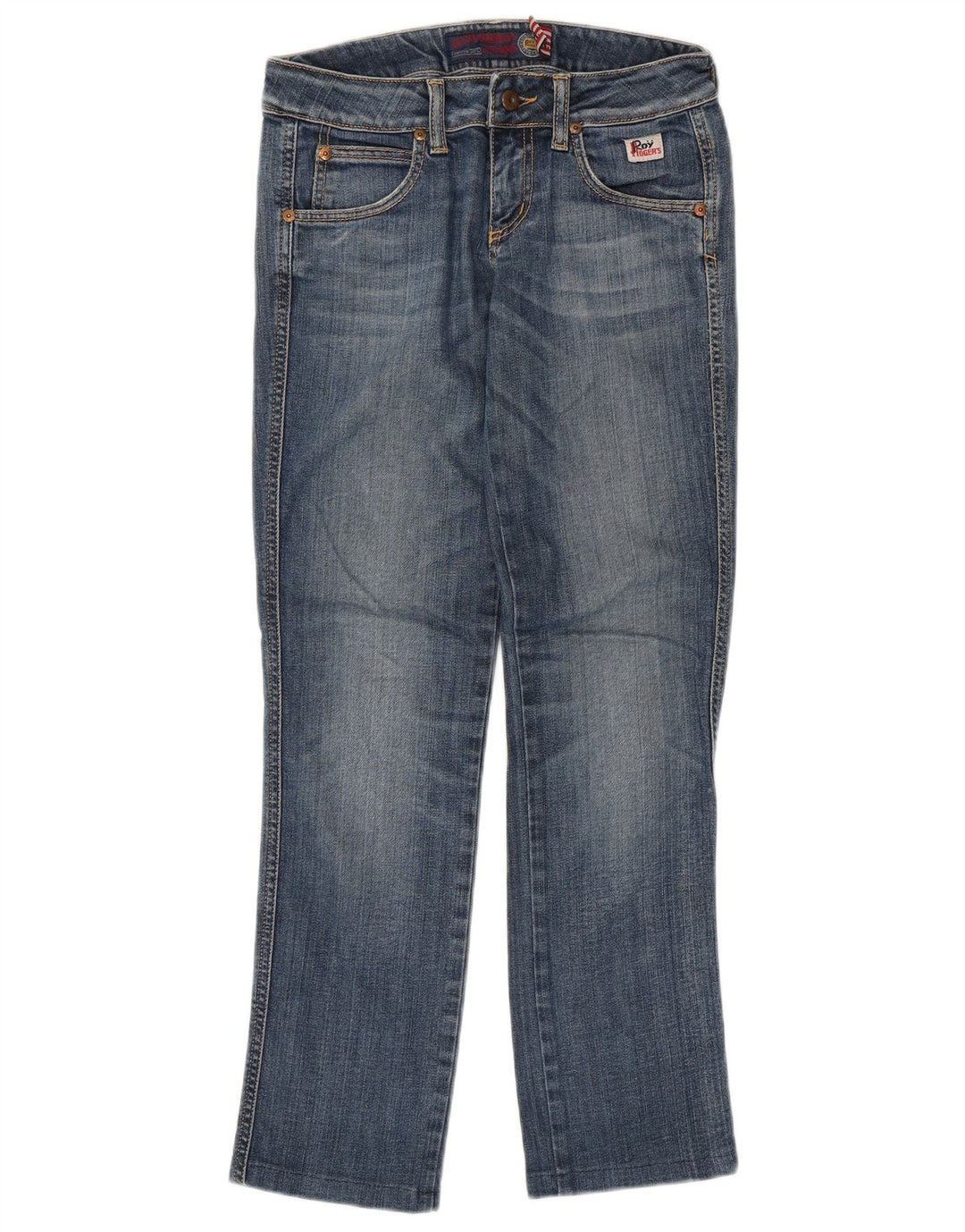 Calça jeans reta feminina Roy Rogers W27 L29 algodão azul