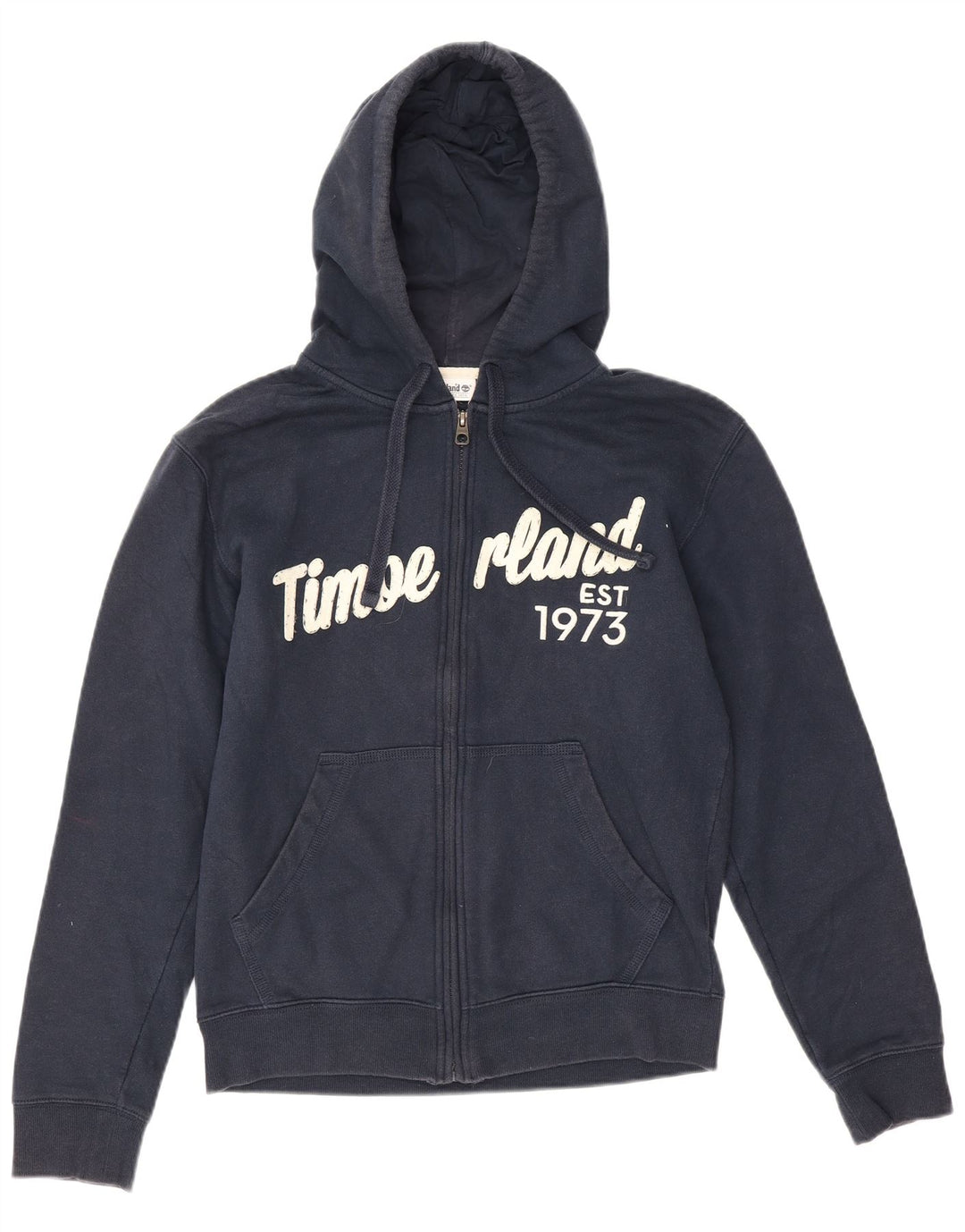 Suéter masculino Timberland com capuz e zíper gráfico pequeno azul marinho