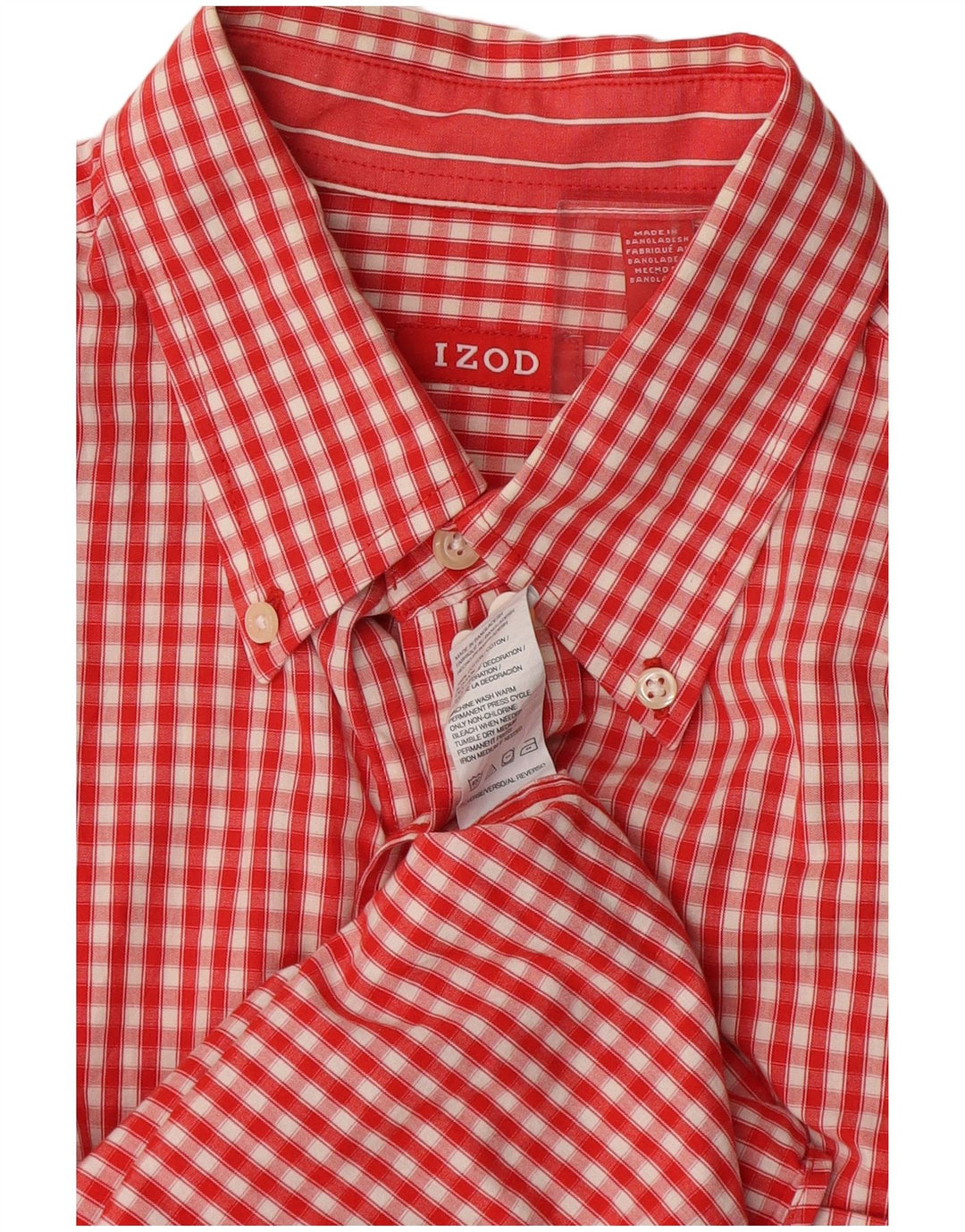 Camisa masculina IZOD de algodão guingão vermelho médio