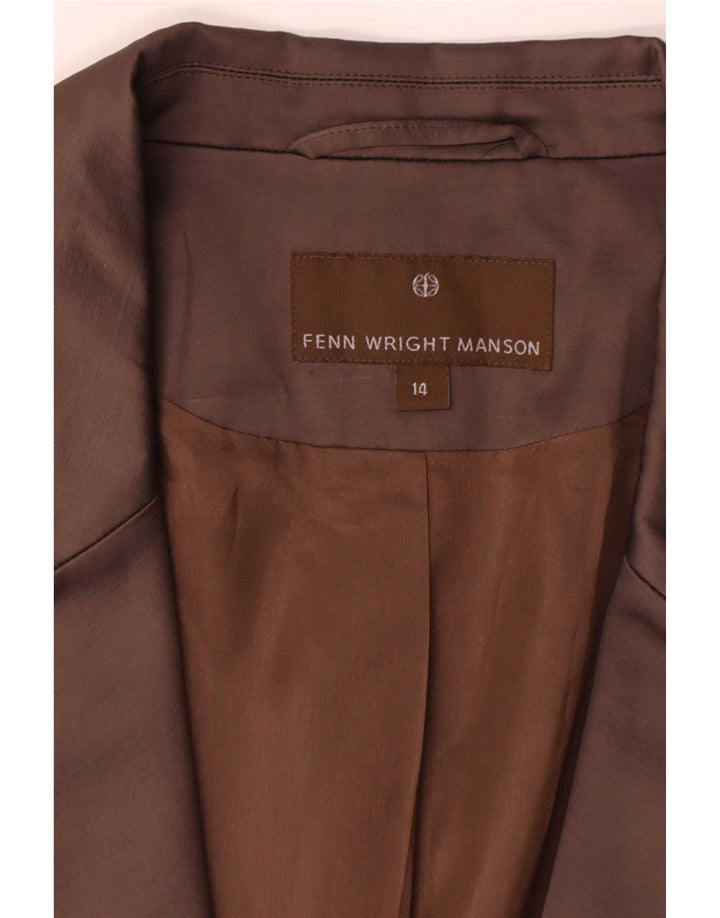 Jaqueta blazer feminina Fenn Wright Manson manga 3/4 Reino Unido 14 grande marrom