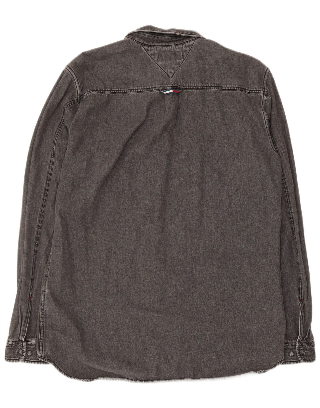 Camisa jeans masculina Tommy Hilfiger Regular Fit grande algodão cinza