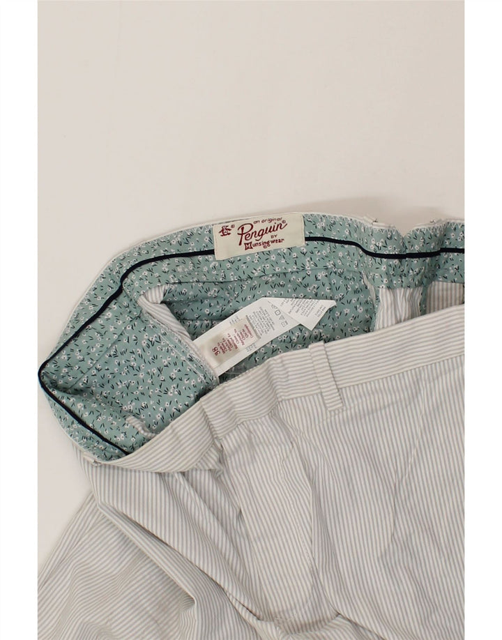 PENGUIN Mens Chino Shorts W38 XL White Pinstripe Cotton Vintage Penguin and Second-Hand Penguin from Messina Hembry 