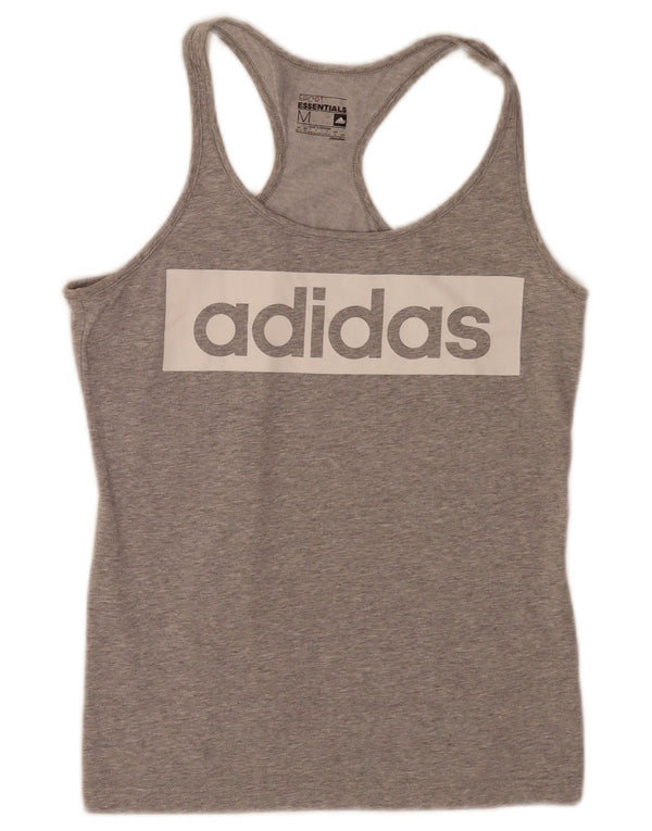 Adidas Womens Graphic Vest Top UK 12/14 Médio Cinza Algodão Esportes