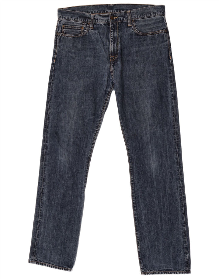 Carhartt Mens Straight Jeans W34 L34 Azul Algodão