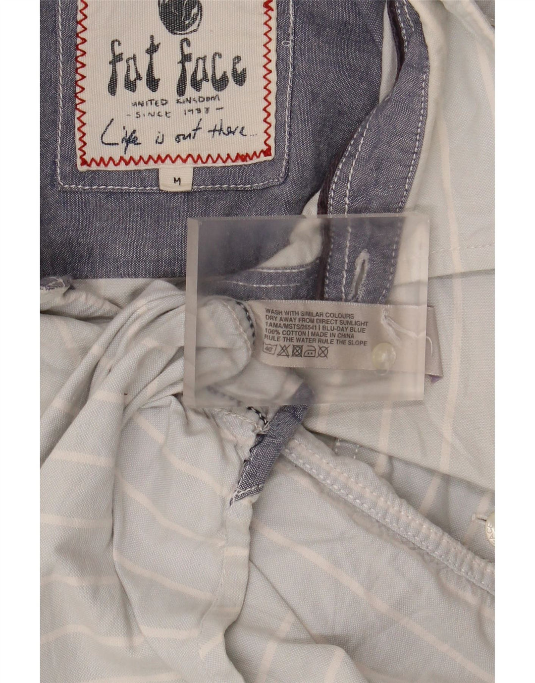 Camisa masculina Fat Face de algodão listrado azul médio