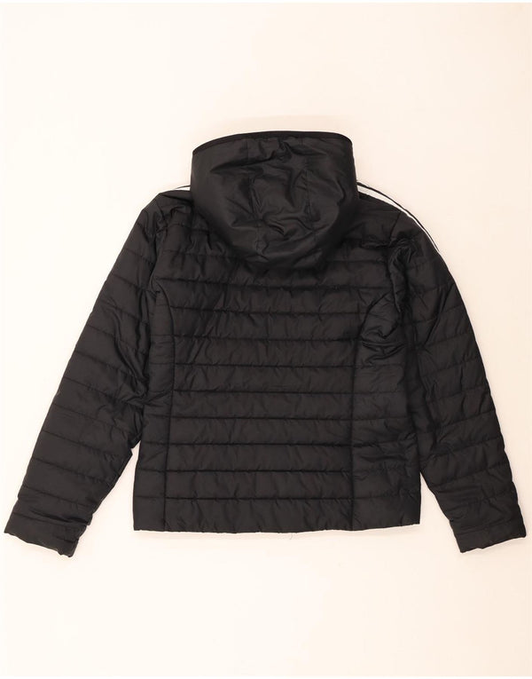 Jaqueta acolchoada com capuz feminina Adidas UK 12/14 poliéster preto médio
