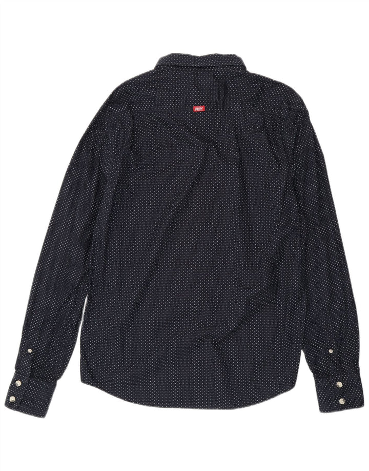 Camisa masculina Superdry XL azul marinho bolinhas algodão