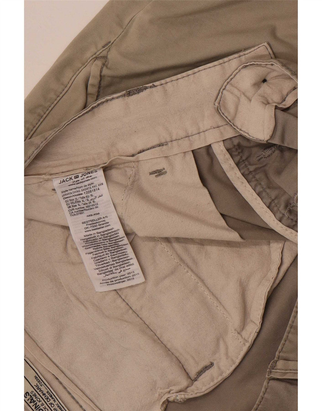 Shorts Chino Masculino Regular Fit Jack & Jones Grande W36 Algodão Cinza