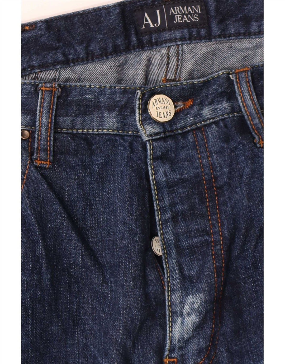 Armani Calça jeans reta masculina W32 L35 azul marinho