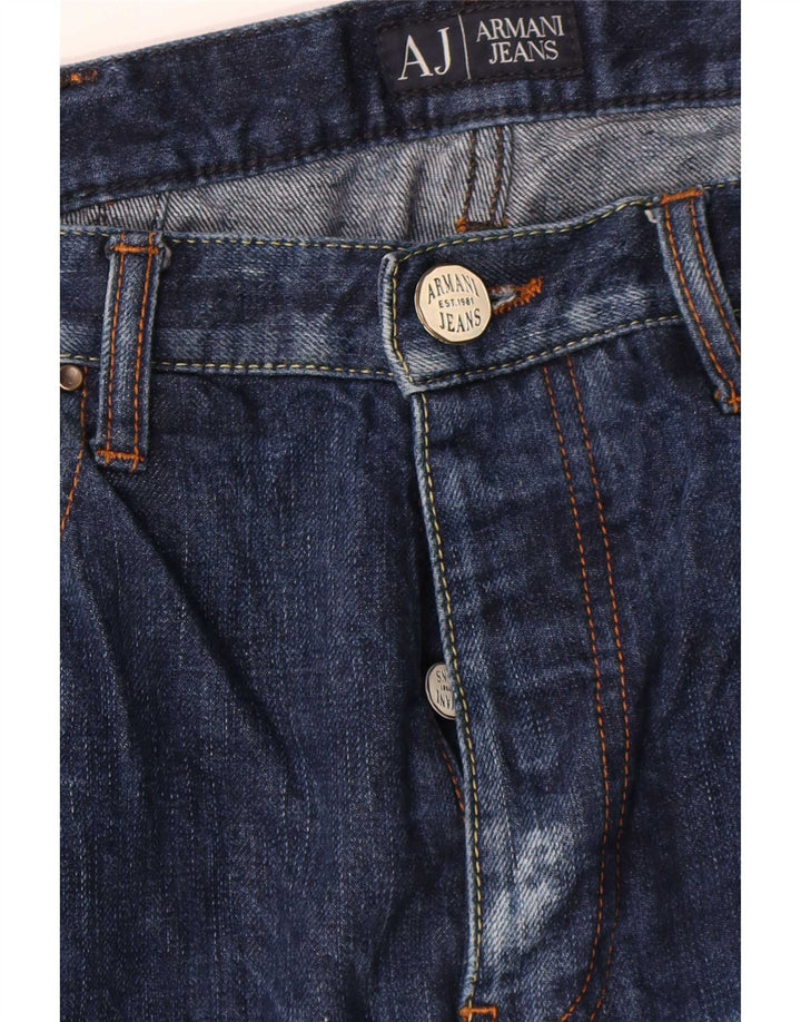 Armani Calça jeans reta masculina W32 L35 azul marinho