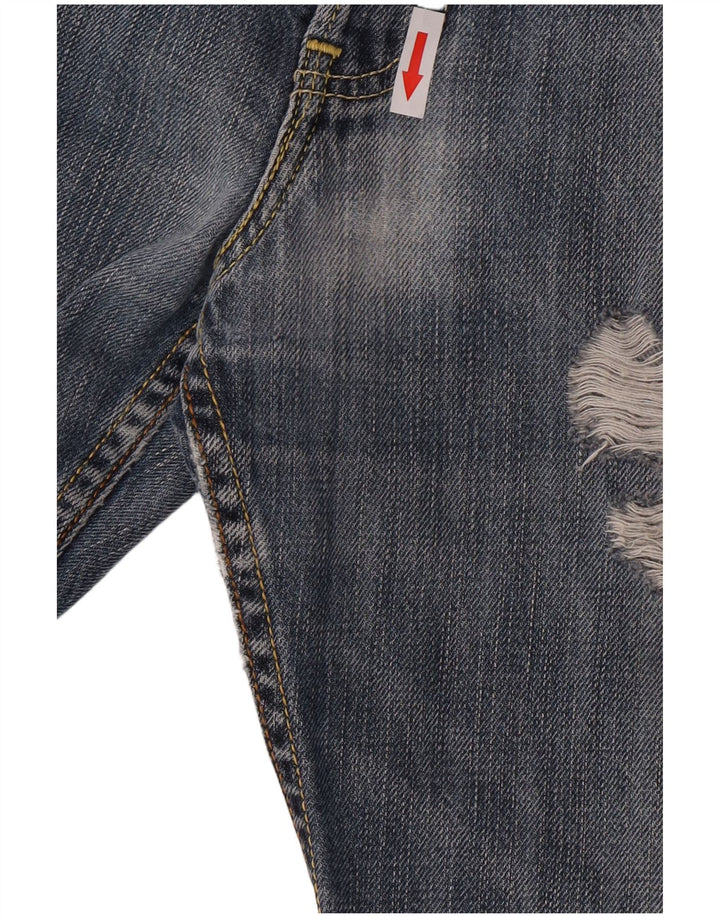 Calça Jeans Levis Masculina 501 Distressed Straight W32 L28 Azul Algodão