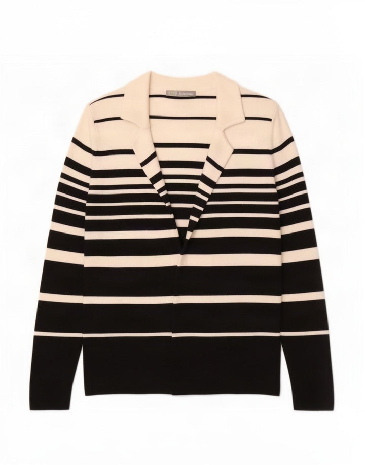 Suéter cardigã aberto feminino Marks & Spencer Reino Unido 10 listrado preto pequeno