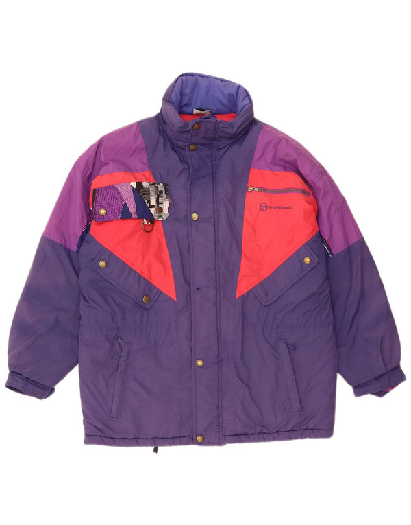 Jaqueta de esqui masculina SERGIO TACCHINI com capuz UK 40 grande bloco colorido azul marinho