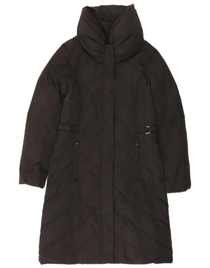 Monsoon Womens Longline acolchoado casaco UK 10 pequeno poliéster preto