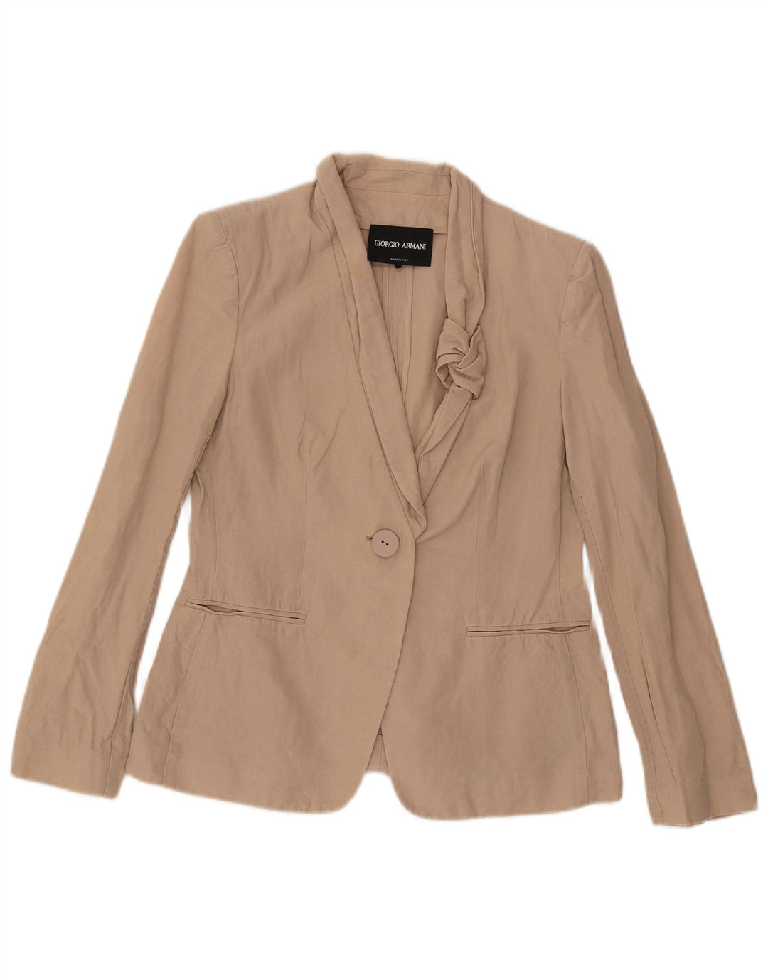 Jaqueta Blazer Feminina Armani com 1 Botão Reino Unido 10 Pequeno Algodão Bege