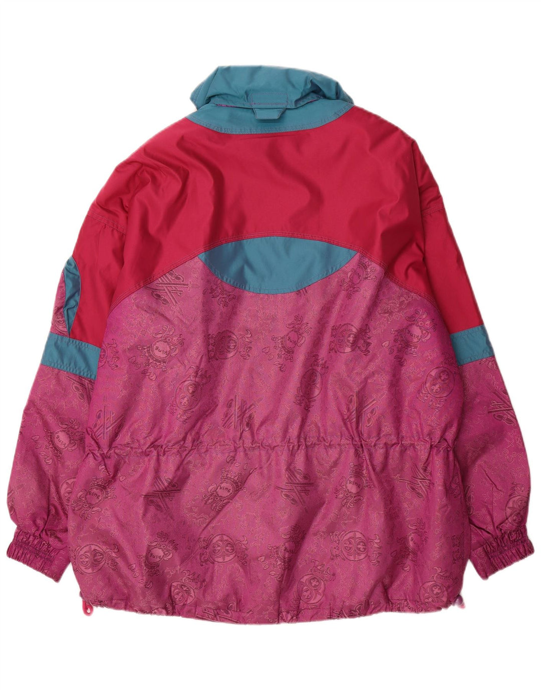 Pulôver feminino vintage jaqueta de esqui grande Reino Unido 16 grande bloco colorido rosa