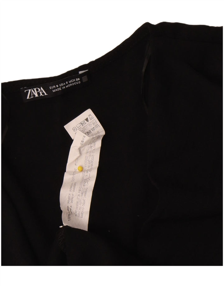 Vestido feminino Zara de manga comprida UK 10 pequeno poliéster preto