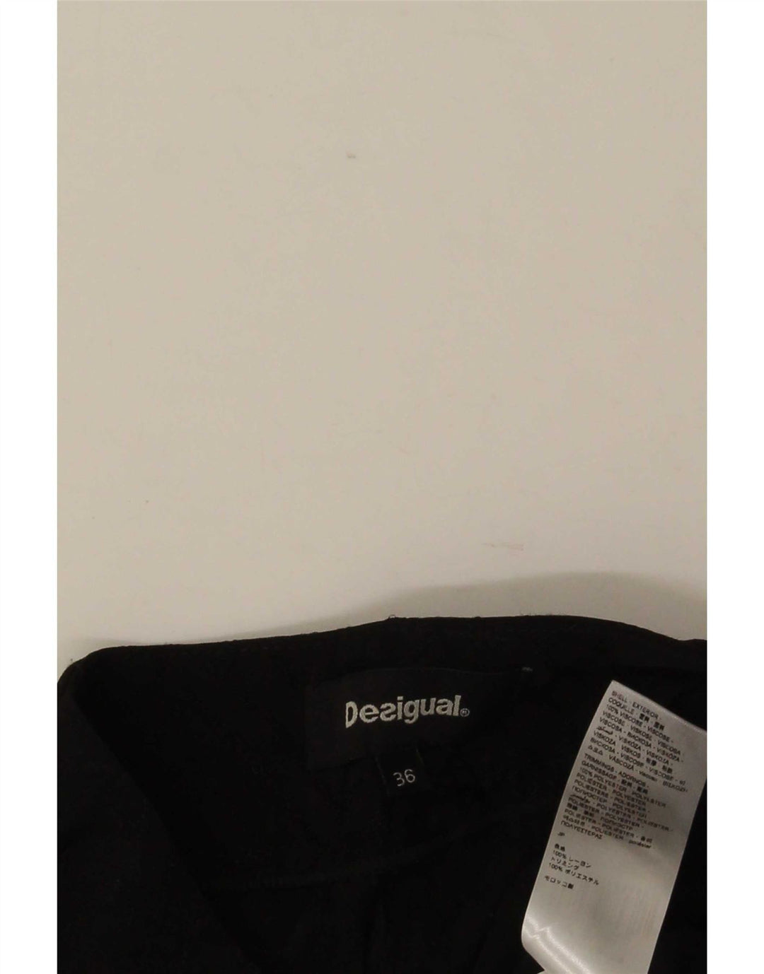 Desigual Calça Chino Feminina Perna Larga EU 36 Pequeno W28 L30 Preto Patchwork