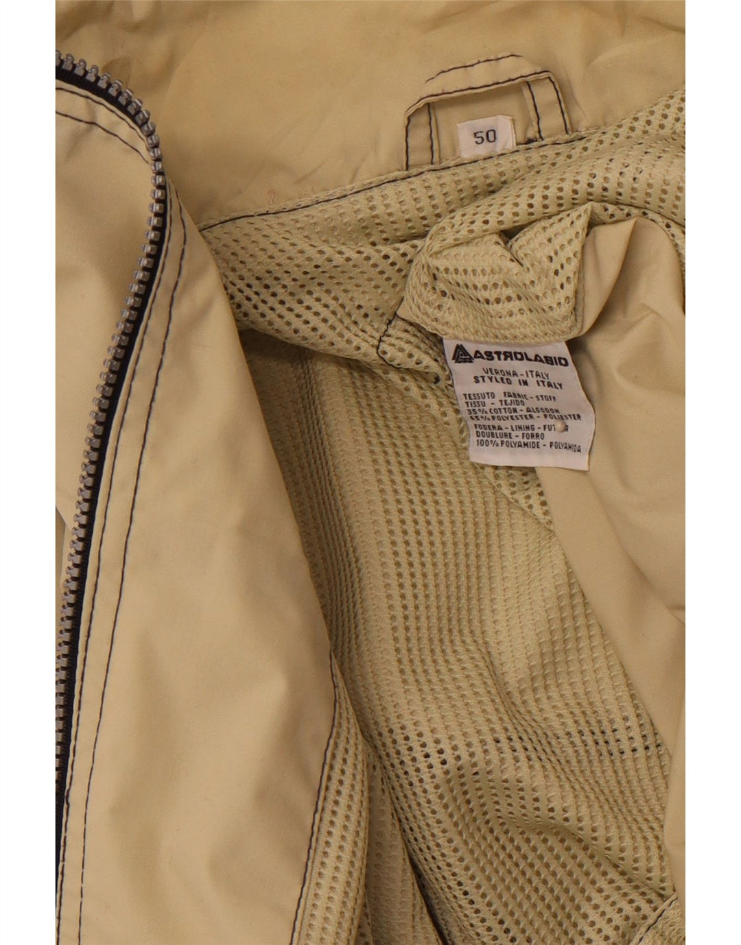 Jaqueta de chuva masculina ASTROLABIO com capuz IT 50 grande algodão colorblock verde