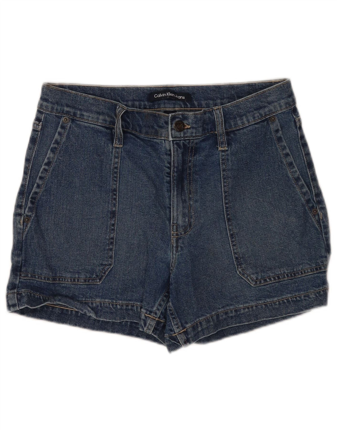 Shorts jeans feminino Calvin Klein US 4 pequeno W27 algodão azul