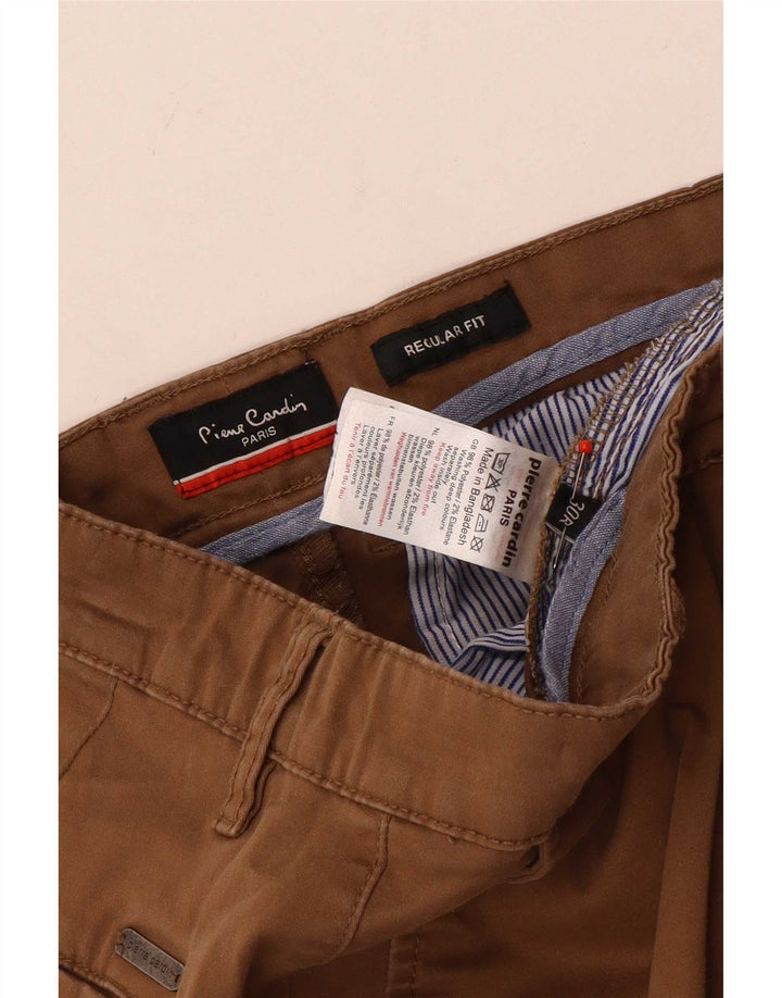 Calça Chino Masculina Pierre Cardin Regular Fit W30 L30 Poliéster Bege