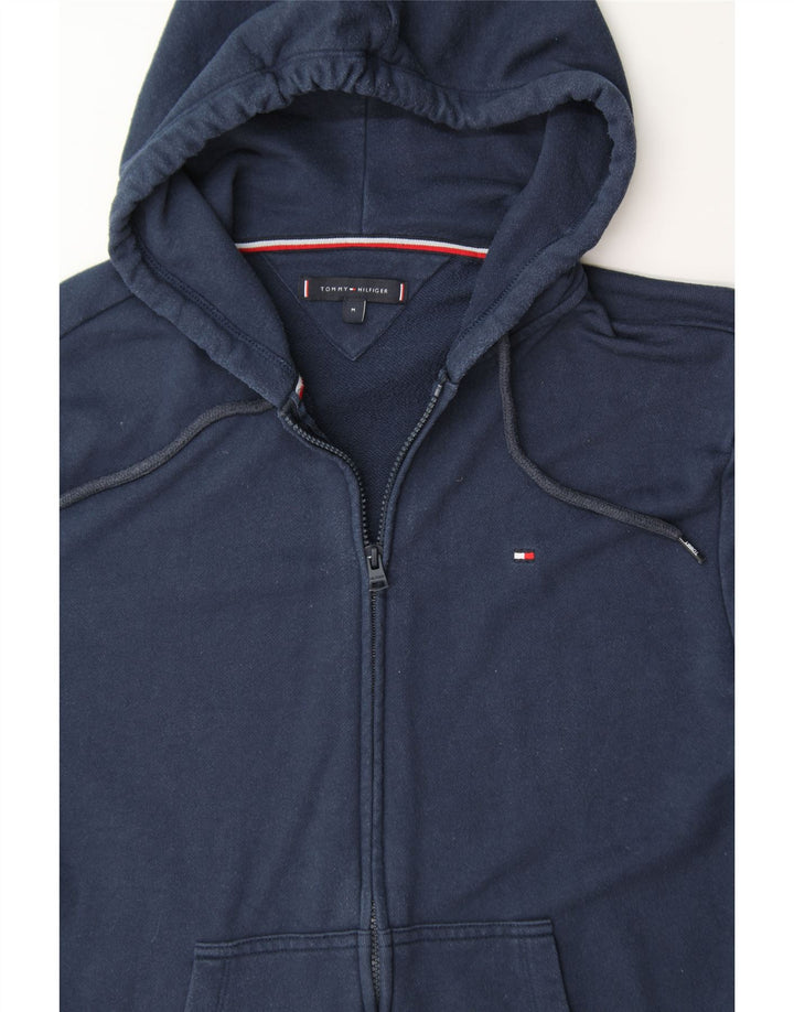 TOMMY HILFIGER Mens Graphic Zip Hoodie Sweater Medium Navy Blue Cotton Vintage Tommy Hilfiger and Second-Hand Tommy Hilfiger from Messina Hembry 