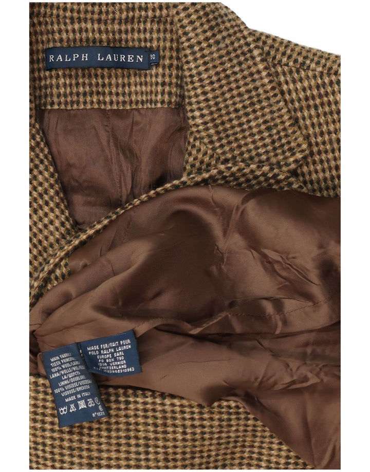 Ralph Lauren Jaqueta blazer feminina de 3 botões EUA 10 grande lã cáqui