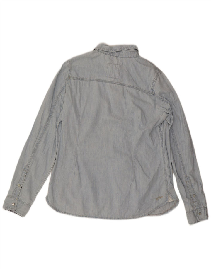 Camisa jeans feminina Fat Face UK 16 grande algodão azul
