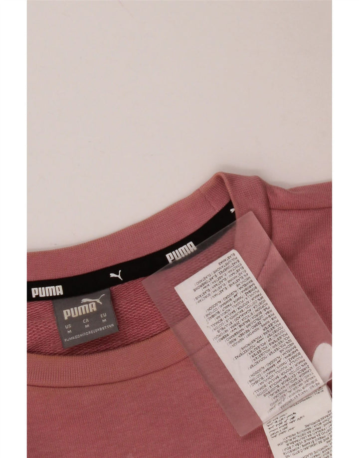 PUMA feminino gráfico moletom jumper UK 14 médio rosa algodão