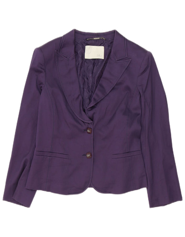 Conjunto de saia feminina Byblos com 2 botões EUA 12 grande W32 algodão roxo