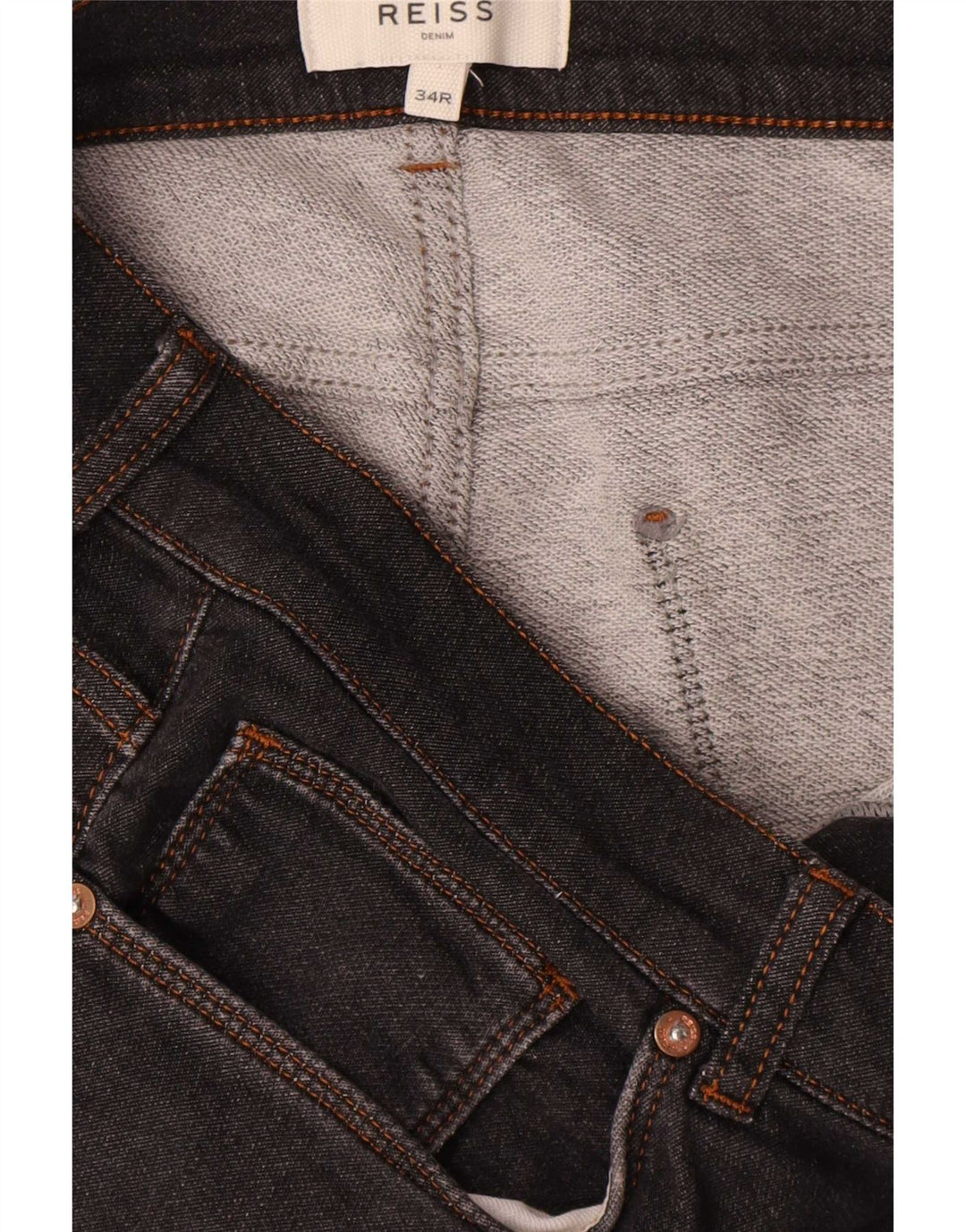 Jeans Slim Feminino Reiss W34 L30 Algodão Preto
