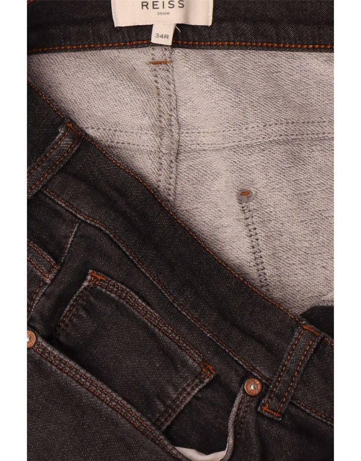 Jeans Slim Feminino Reiss W34 L30 Algodão Preto