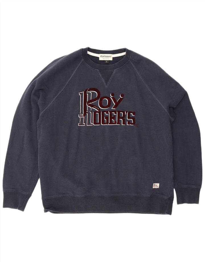 Roy Rogers moletom gráfico masculino jumper grande algodão azul marinho