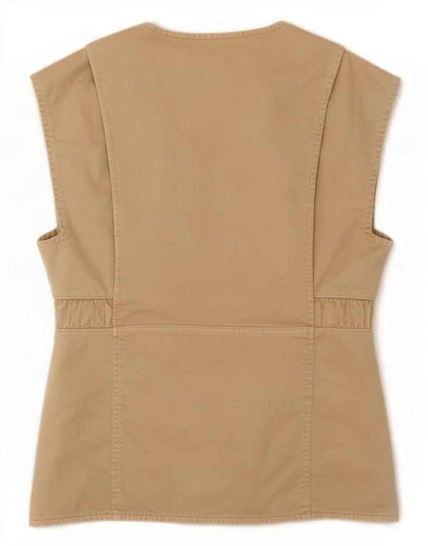 Zara Womens Utility Gilet UK 10 Pequeno Algodão Bege
