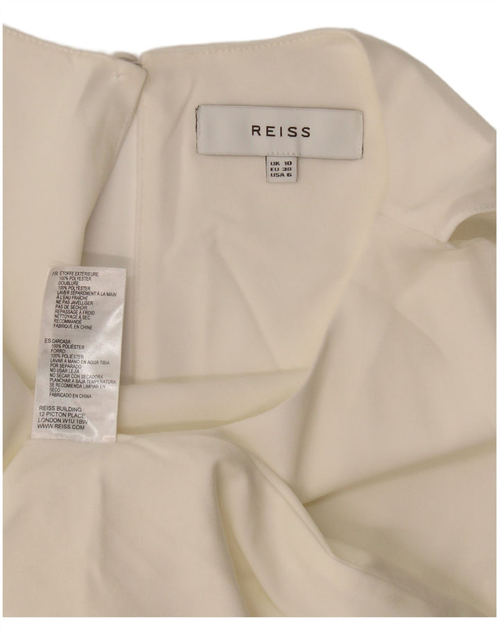 Vestido feminino Reiss A-Line UK 10 pequeno poliéster branco